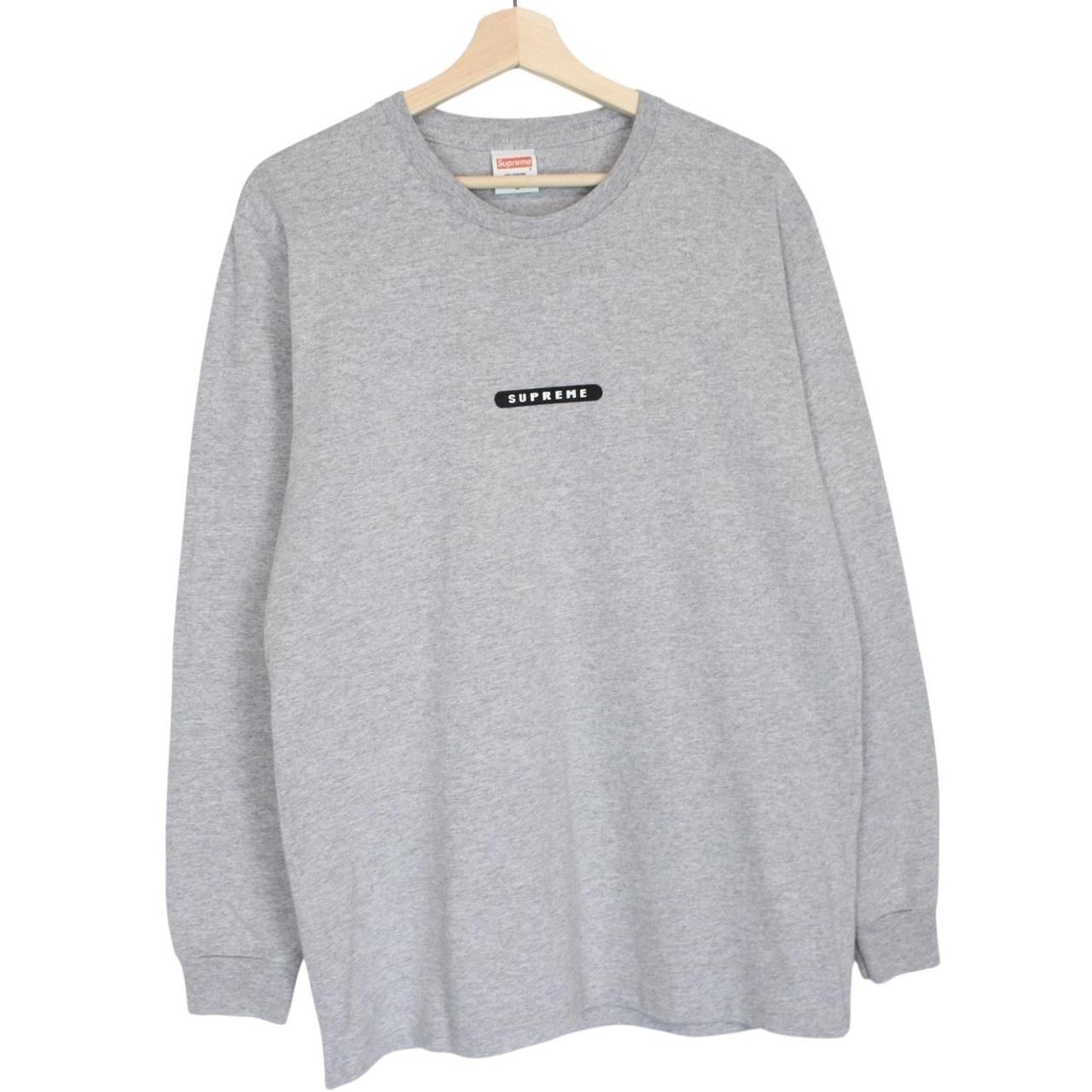 Supreme grey and pink long sleeve cotton t-shirt with wild print and pocket detail.