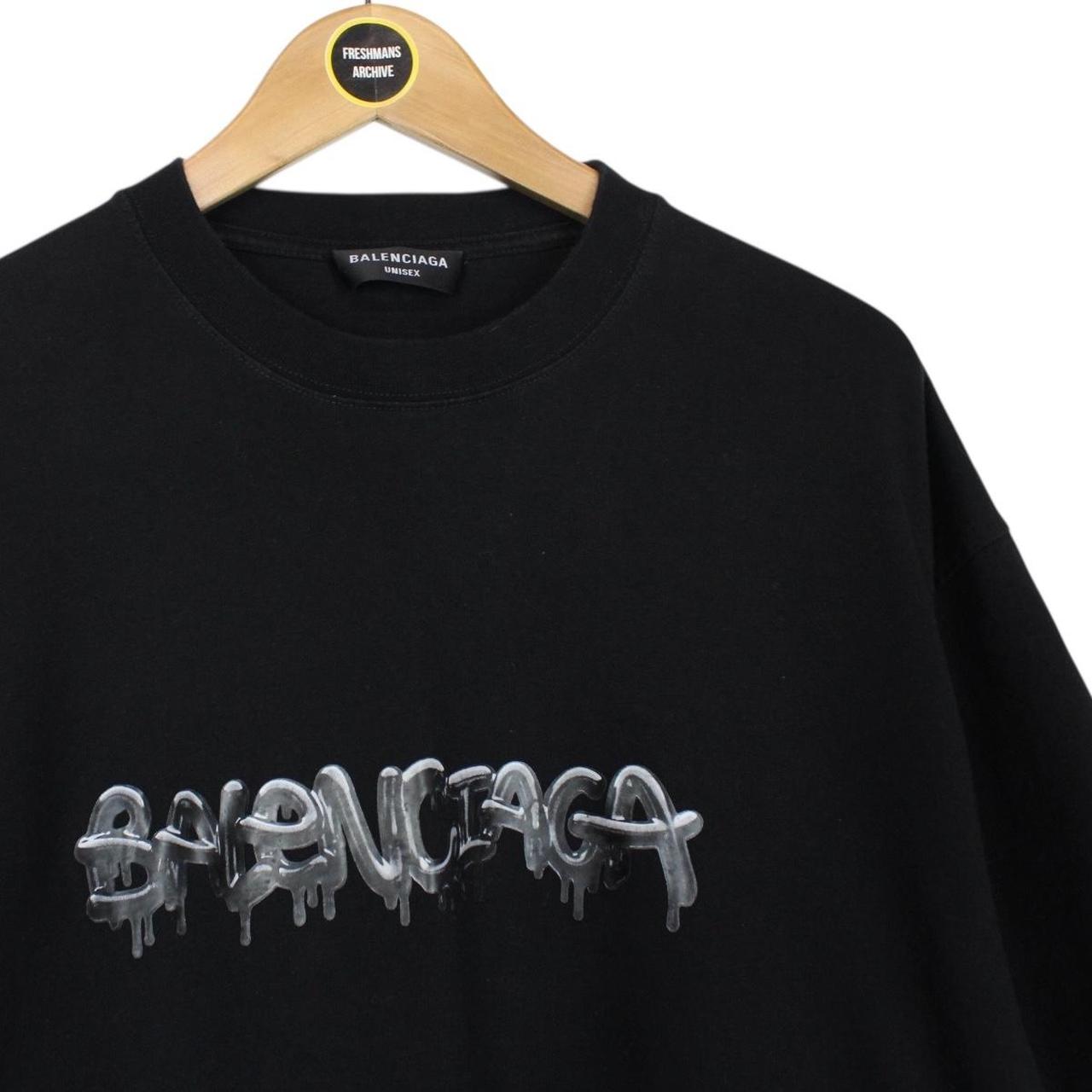 Balenciaga Black Slime Logo Print Short Sleeve Cotton T-Shirt