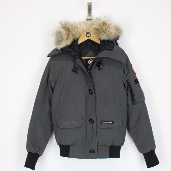 Canada Goose Grey Chilliwack Bomber Down Jacket with Fur Trim