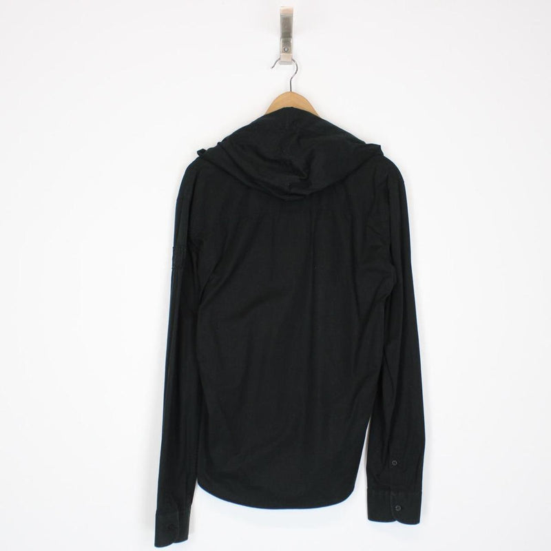 Moschino Jeans Black Button Up Lightweight Cotton Hoodie
