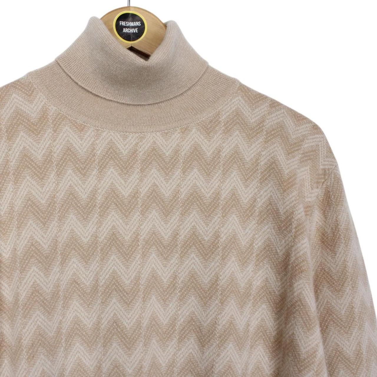 Missoni Beige Cashmere Wool Knit Roll Neck Sweater Jumper