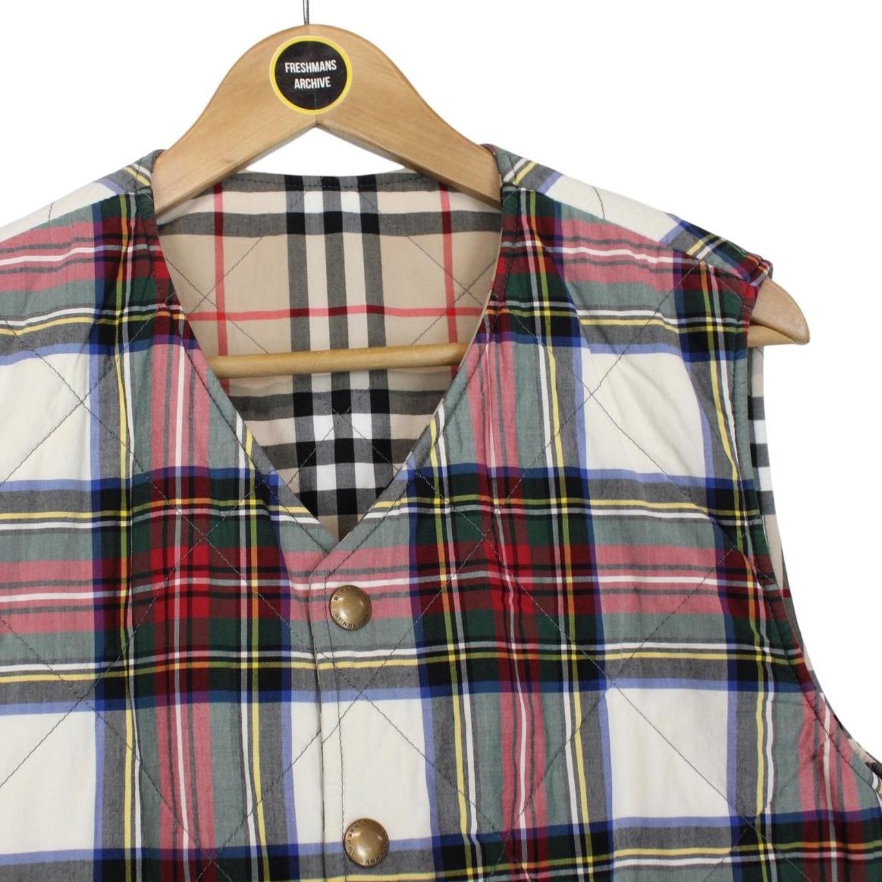 Burberry Tan Brown and Multicoloured Nova Check Reversible Quilted Vest Jacket