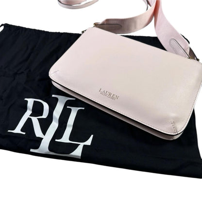 Ralph Lauren pink leather crossbody bag with logo detail and dust bag included.