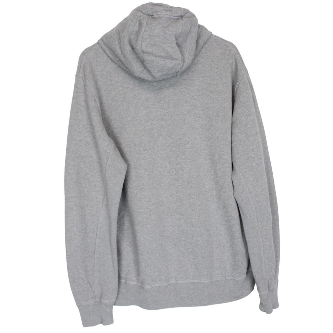 Stone Island grey cotton hoodie with iconic compass logo and drawstring hood.