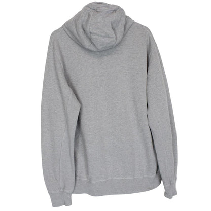 Stone Island grey cotton hoodie with iconic compass logo and drawstring hood.