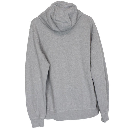 Stone Island grey cotton hoodie with iconic compass logo and drawstring hood.