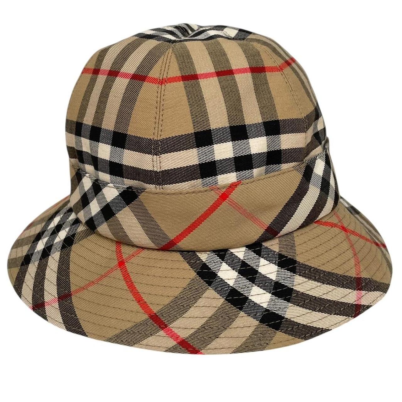 Vintage 80s Burberry Tan Brown Nova Check Cotton Bucket Hat