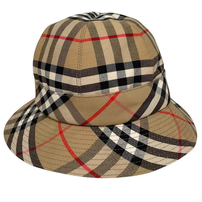 Vintage 80s Burberry Tan Brown Nova Check Cotton Bucket Hat