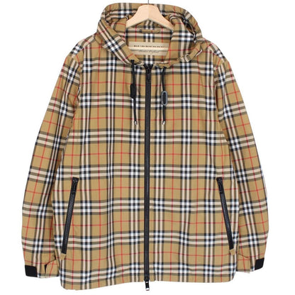 Burberry Tan Brown Nova Check Full Zip Hooded Windbreaker Jacket