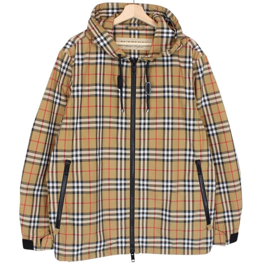 Burberry Tan Brown Nova Check Full Zip Hooded Windbreaker Jacket