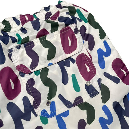 Missoni multicoloured zigzag print nylon swim shorts with logo detail.