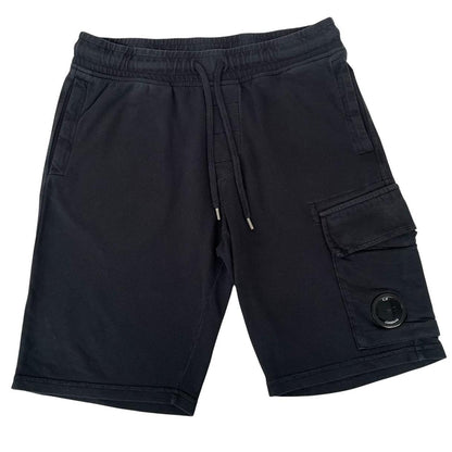 CP Company Navy Blue Cotton Micro Lens Fleece Jogger Shorts