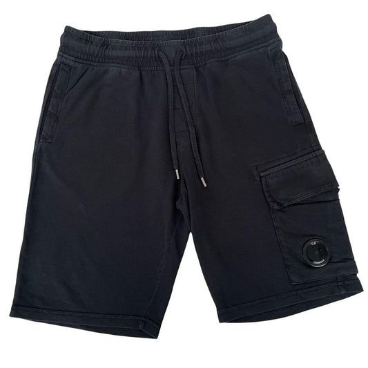 CP Company Navy Blue Cotton Micro Lens Fleece Jogger Shorts