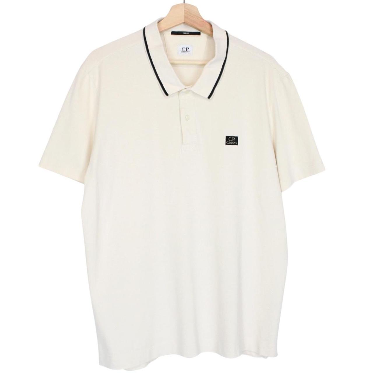 CP Company Cream Short Sleeve Cotton Polo Shirt