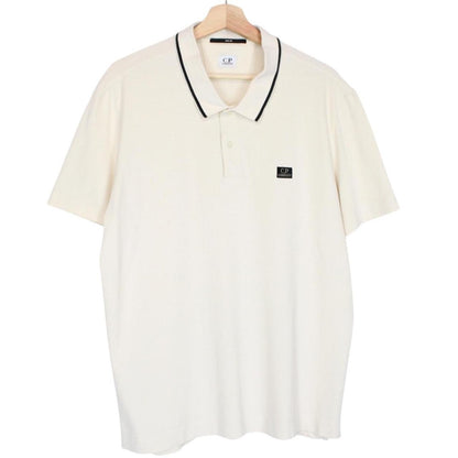 CP Company Cream Short Sleeve Cotton Polo Shirt