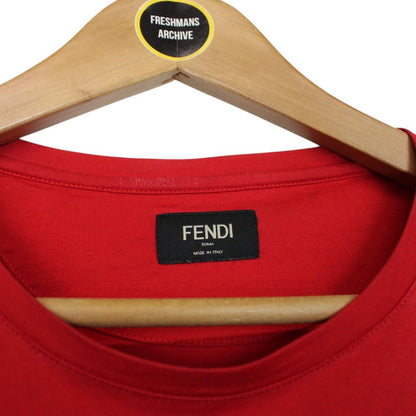 Fendi Red and Black Bag Bug Eyes Short Sleeve Cotton T-Shirt