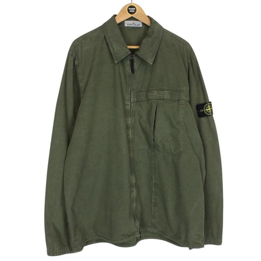 Stone Island AW 2024 Green Full Zip Cotton Overshirt Jacket