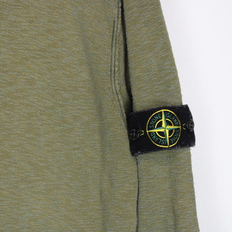 Vintage Stone Island Khaki Green Cotton Knit Collared Jumper