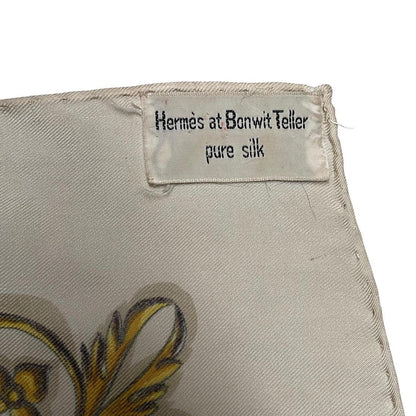 Vintage 1971 Hermes Dies et Hore Cream and Gold Silk Scarf