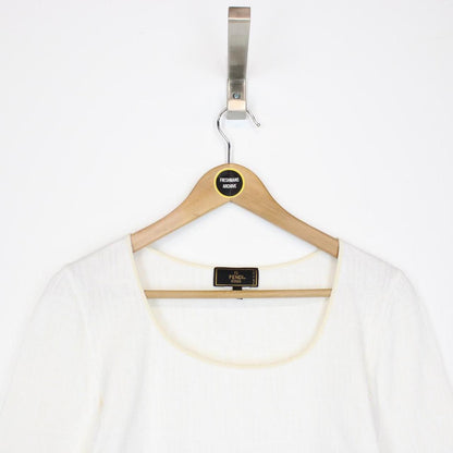 Vintage 90s Fendi Cream Zucca Monogram Deep Neck Top