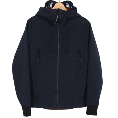 CP Company Navy Blue Full Zip Hooded Soft Shell Goggle Jacket