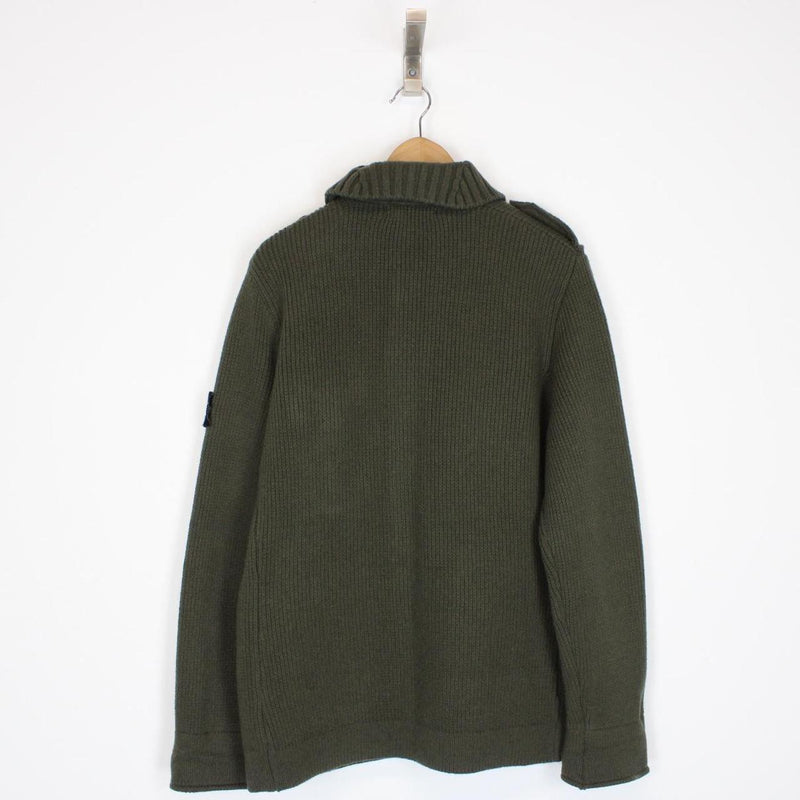 Stone Island AW 2009 Green Heavy Wool Knit Military Style Jumper