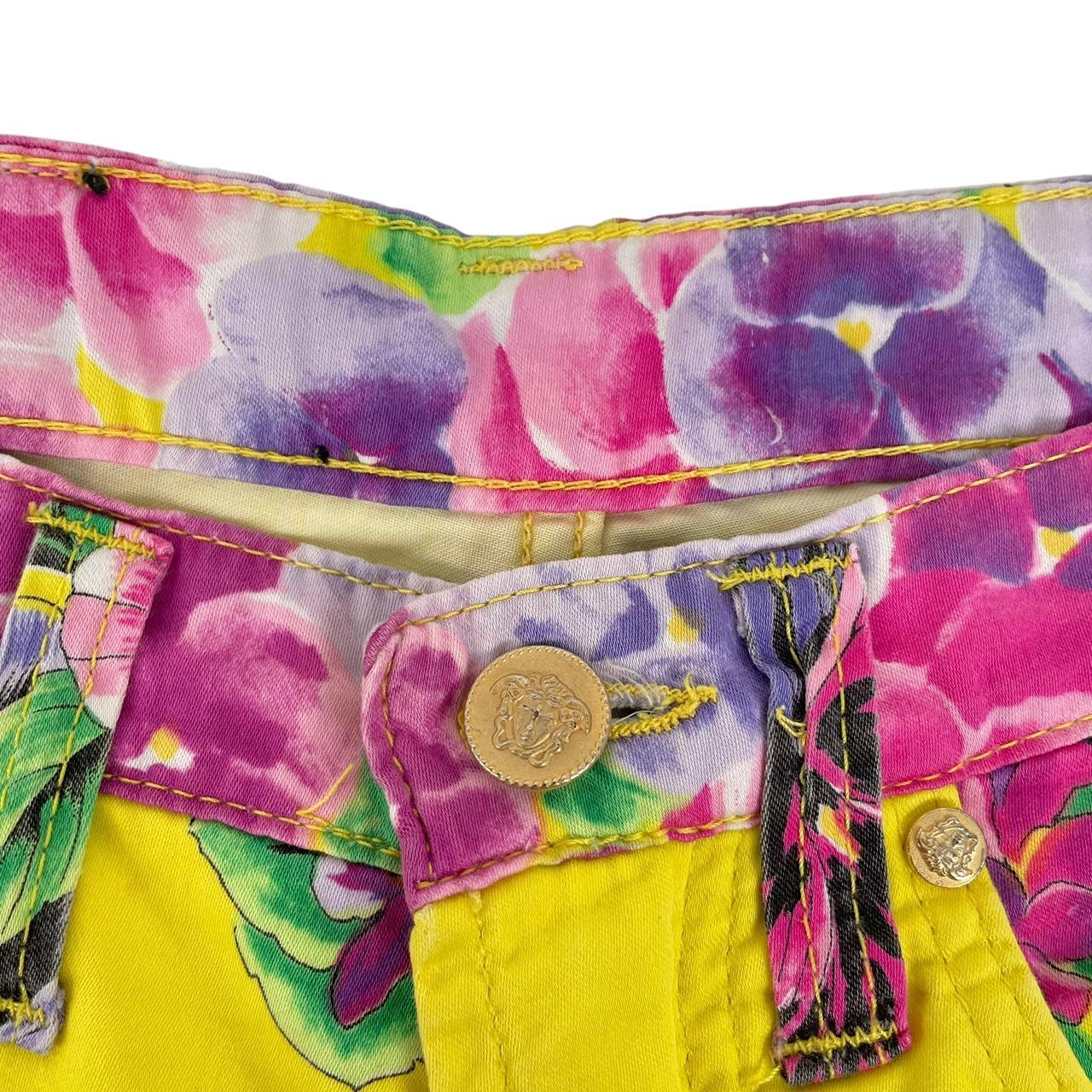 Vintage 90s Versace Jeans Couture Multicoloured Floral Print High Waisted