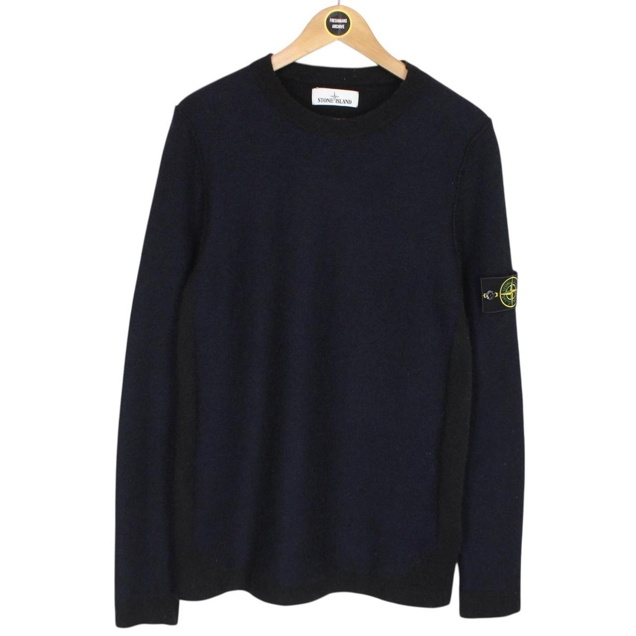 Stone Island AW 2017 Navy Blue and Black Alpaca Wool Knit Blend Jumper