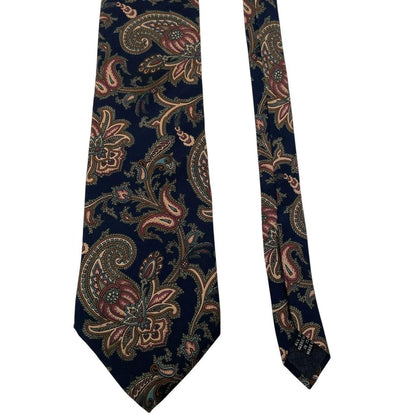 Vintage Christian Dior Navy Blue Paisley Print Silk Tie