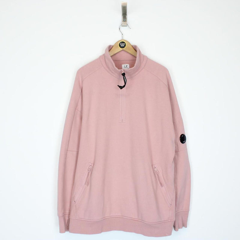 CP Company Pink 1/4 Zip Lens Sweatshirt Jumper