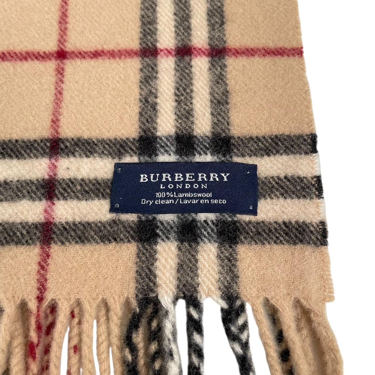 Vintage 90s Burberry Beige Nova Check Lambswool Scarf