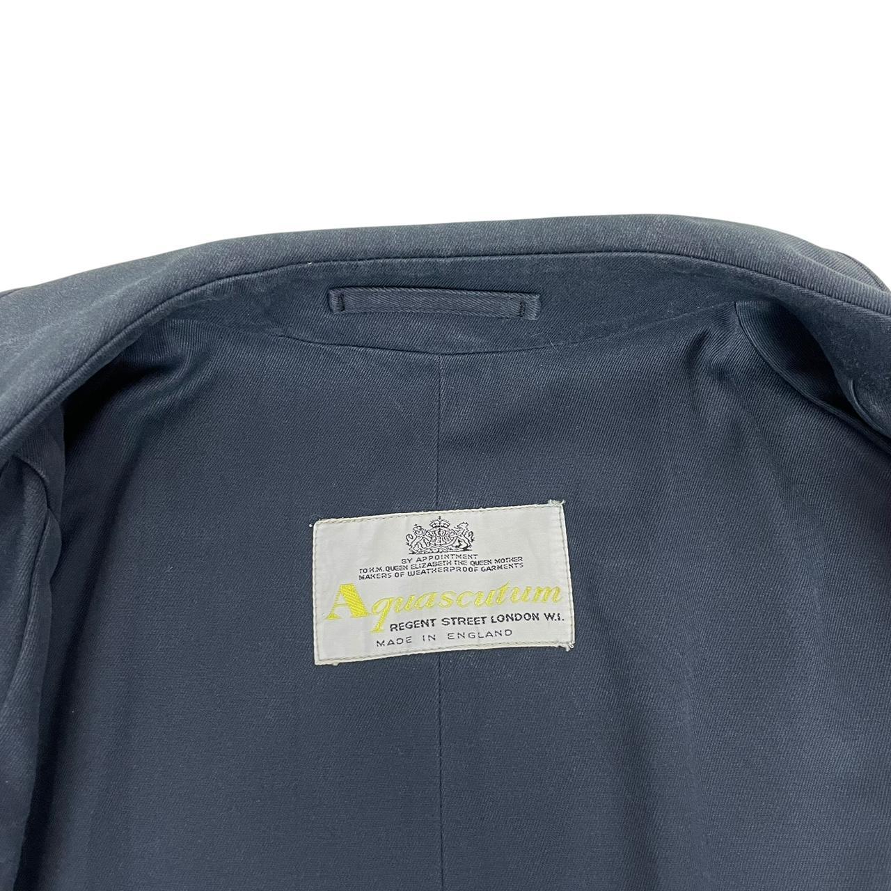 Vintage 90s Aquascutum Navy Blue Aqua 5 Single Breasted Trench Coat