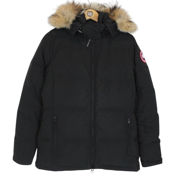 Canada Goose Black Chelsea Parka Heritage Down Jacket with Fur Trim