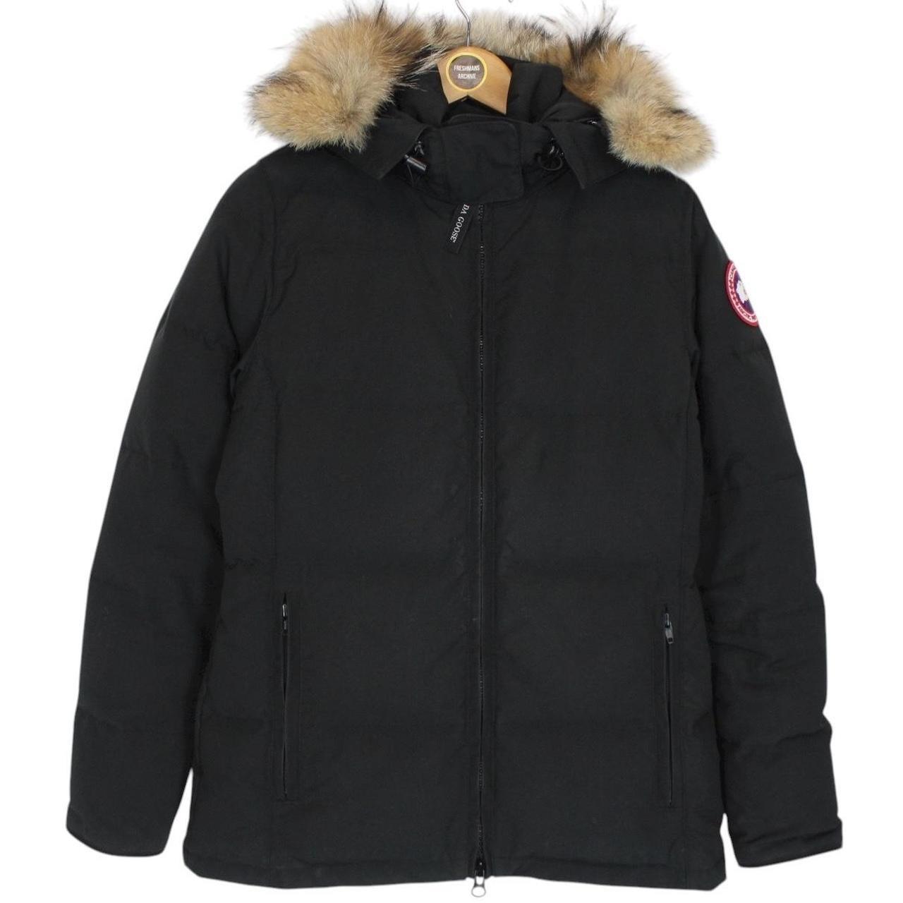 Canada Goose Black Chelsea Parka Heritage Down Jacket with Fur Trim