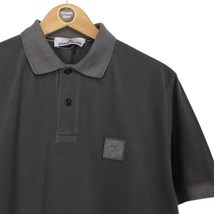 Stone Island Charcoal Grey Organic Cotton Short Sleeve Compass Polo Shirt