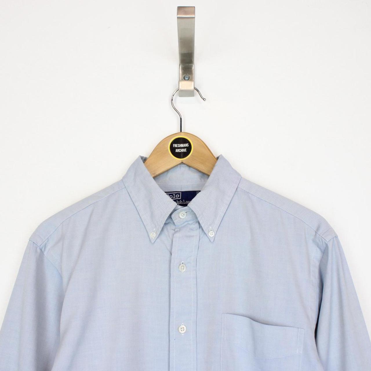 Vintage 90s Polo Ralph Lauren Blue Long Sleeve Cotton Shirt