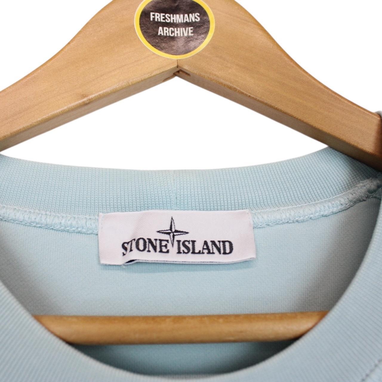 Stone Island SS 2022 Light Blue Cotton Sweatshirt Jumper