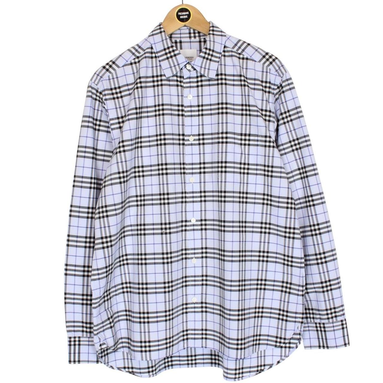 Burberry Light Blue Nova Check Long Sleeve Cotton Shirt