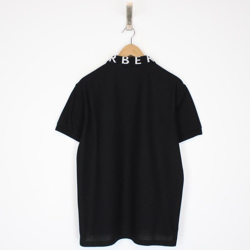 Burberry Ryland Black and White Short Sleeve Cotton Polo Shirt