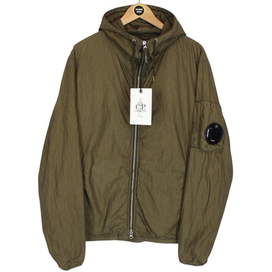 CP Company Khaki Green Full Zip Nylon Lens Hooded Jacket