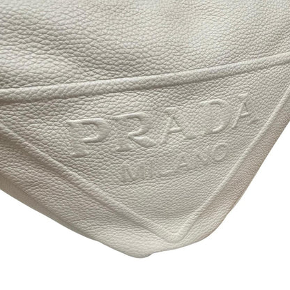 Prada Cream Saffiano Leather Large Triangle Shoulder Bag