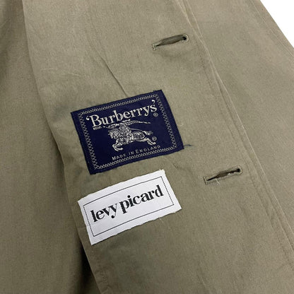 Vintage 90s Burberry Khaki Green Single Breasted Coat