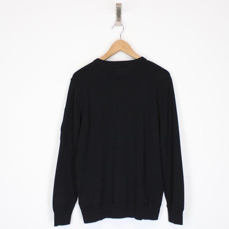 CP Company Black Cotton Knit Lens Sweatshirt Jumper
