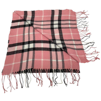 Vintage 90s Burberry Pink Check Lambswool Scarf