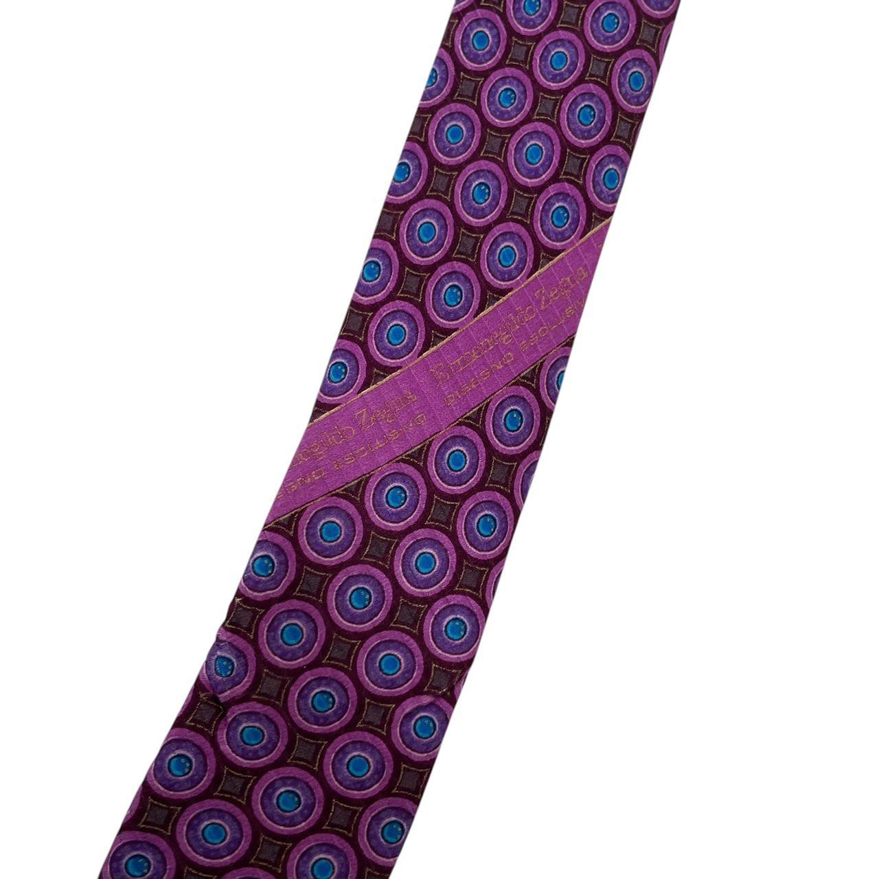 Ermenegildo Zegna Purple Geometric Silk Tie