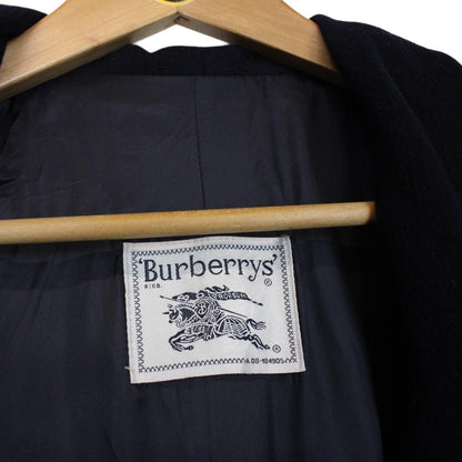 Vintage 80s Burberry Navy Blue Virgin Wool Coat