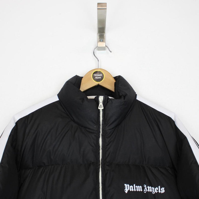 Palm Angels Black and White Full Zip Down Track Puffer Jacket