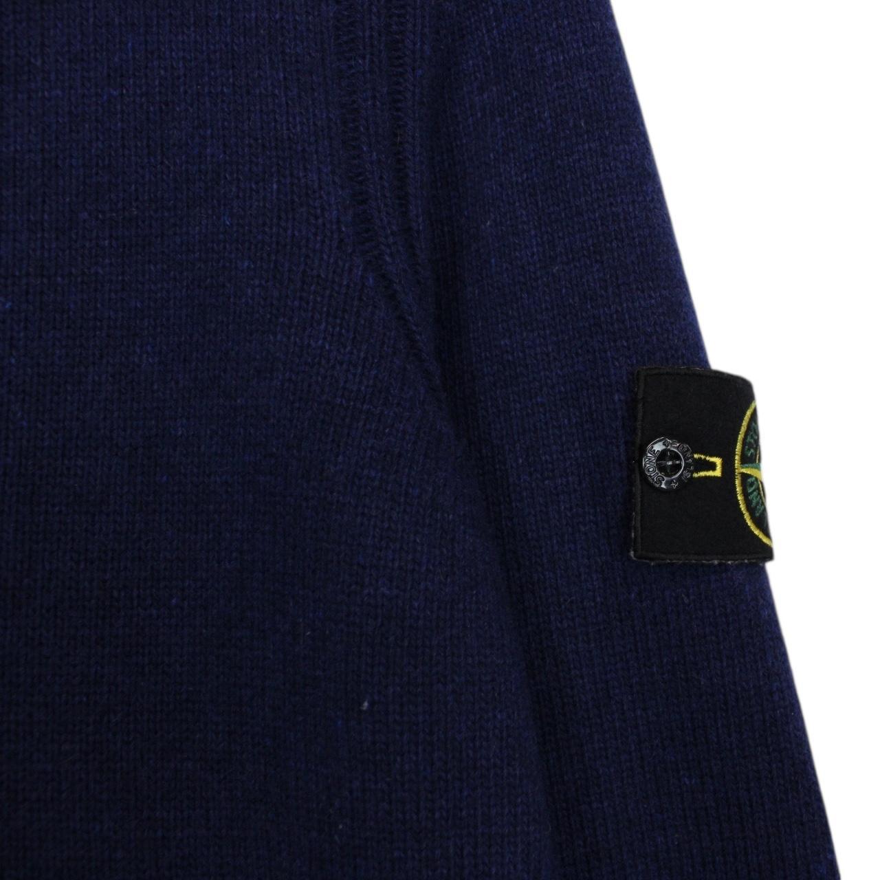 Stone Island AW 2015 Navy Blue Wool Knit Nylon Hoodie Jumper
