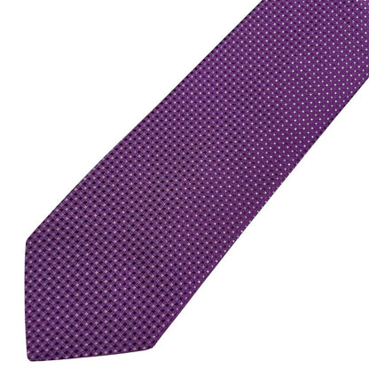 Hugo Boss purple silk tie with smooth texture and subtle sheen.