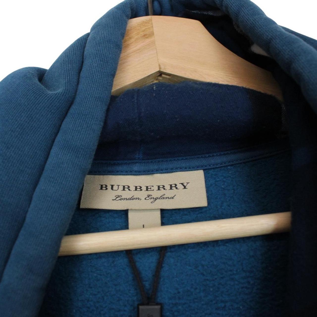 Burberry Teal Blue Pullover Cotton Hoodie Jumper
